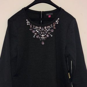 NWT Women’s L Vince Camuto Embellished Neck Top